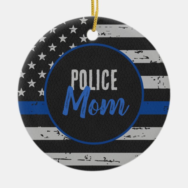 Police Mum - Law Enforcement - Thin Blue Line Ceramic Ornament (Front)