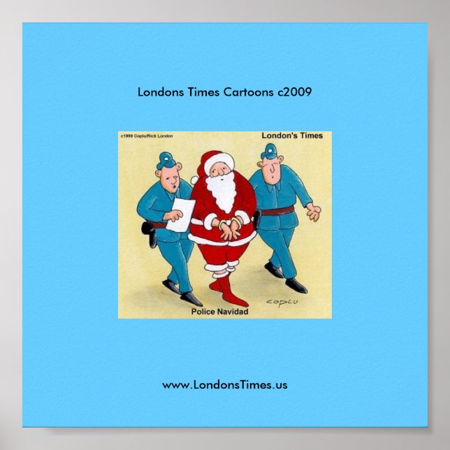 Police Navidad Funny Christmas Cartoon Poster (Front)