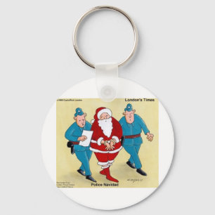 Police Navidad Funny Christmas Santa Gifts & Cards Key Ring
