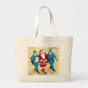 Police Navidad Funny Christmas Santa Gifts & Cards Large Tote Bag