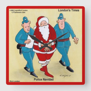 Police Navidad Funny Wall Clock