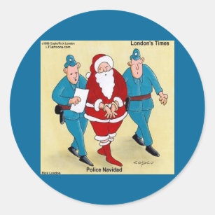 Police Navidad: Santa's Been Very Bad Classic Round Sticker