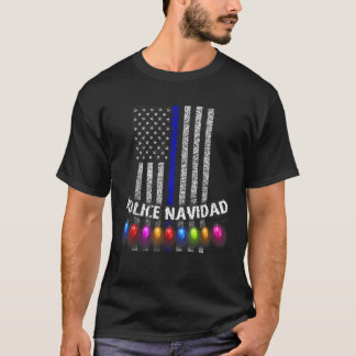 Police Navidad Tee Thin Blue Line Vertical Flag Ch