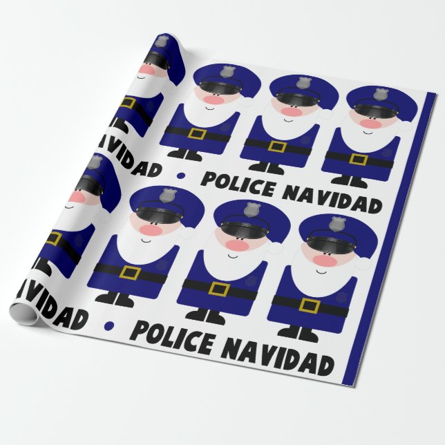 Police Navidad Wrapping Paper (Unrolled)