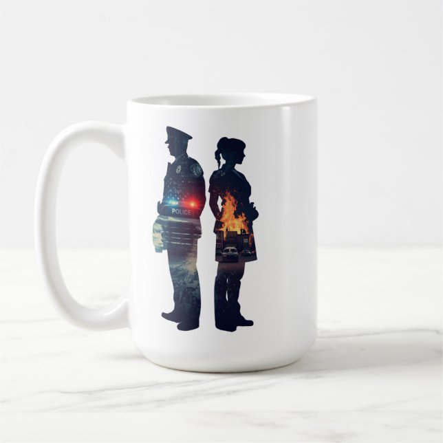Police Officer and Nurse Couple Silhouette Coffee Mug (Left)