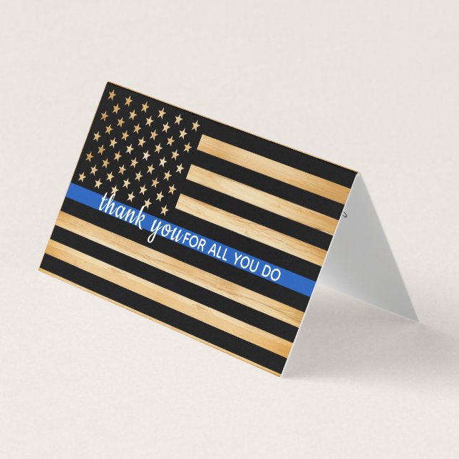 Police Officer Appreciation Blue Line Thank You Business Card (Front)