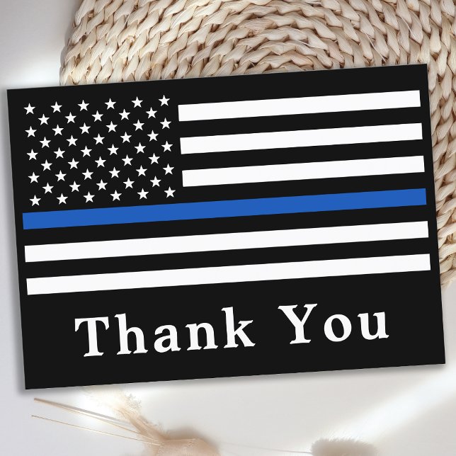 Police Officer Appreciation Thin Blue Line Flag Thank You Card (Creator Uploaded)