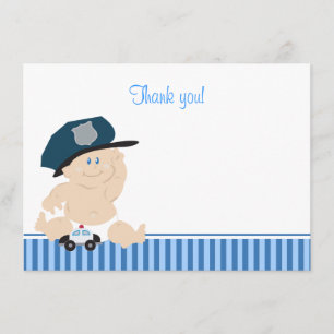 Police Officer Baby Cop Flat Thank you Note Card