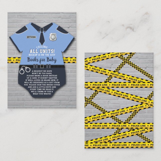 Police Officer Baby Shower Book Request Enclosure Card (Front/Back)