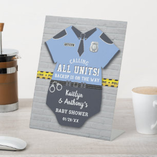 Police Officer Baby Shower Welcome Pedestal Sign