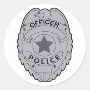 POLICE OFFICER BADGE CLASSIC ROUND STICKER