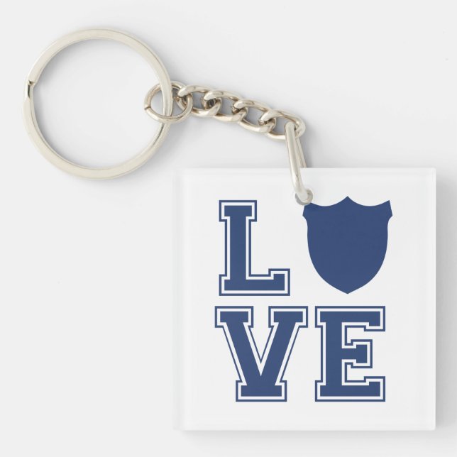 Police Officer Badge - L O V E Key Ring (Front)