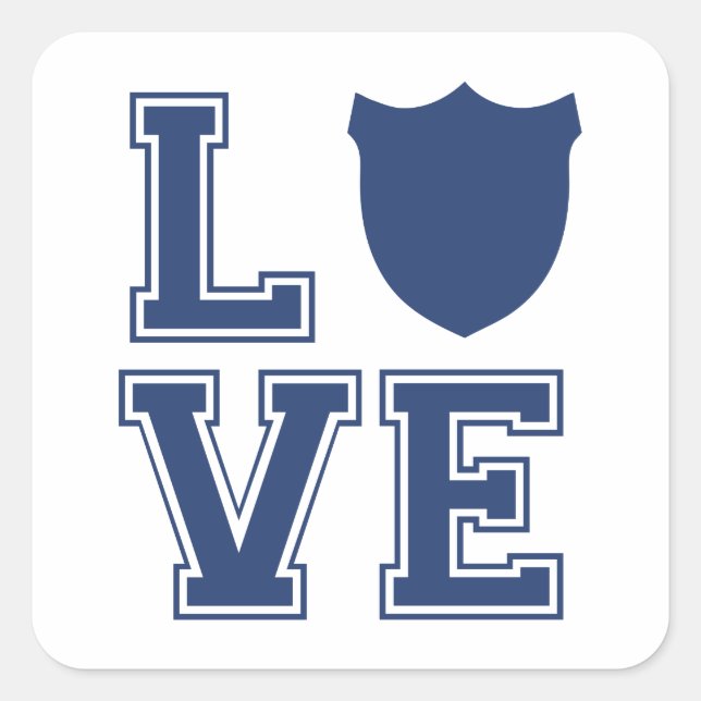 Police Officer Badge - L O V E Square Sticker (Front)