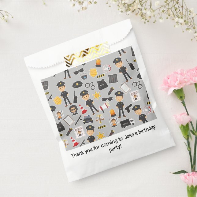 Police Officer Birthday Party Grey Favour Bag (Sealed)