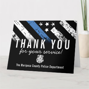 Police Officer Blue Line Flag First Responder Thank You Card