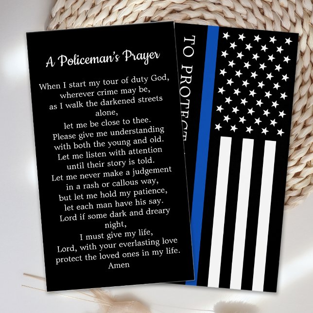 Police Officer Blue Line Policeman's Prayer Card (Creator Uploaded)