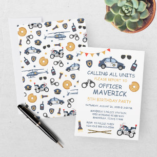 Police Officer Calling All Units Kids Birthday Invitation