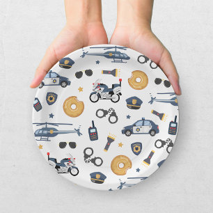 Police Officer Calling All Units Kids Birthday Paper Plate