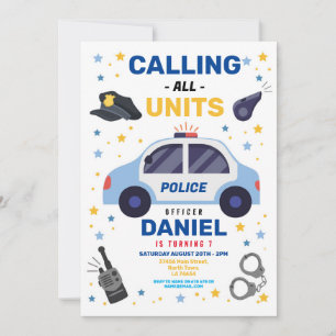 Police Officer Car Birthday Boys Invitation