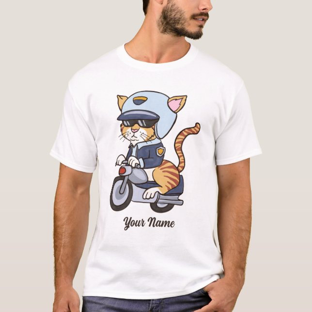 Police Officer Cat - Cool Traffic Cop Cat Lover T-Shirt (Front)