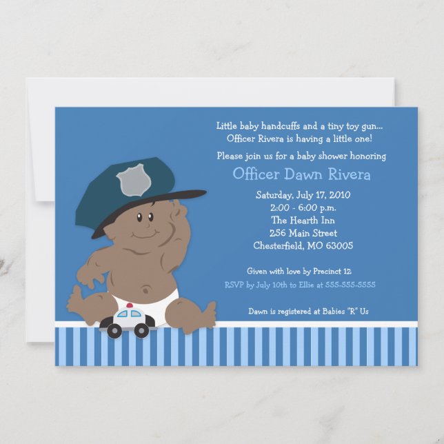 POLICE OFFICER Cop Baby Shower Invitation 5x7 (Front)