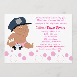 POLICE OFFICER Cop GIRL Baby Shower Invitation 5x7