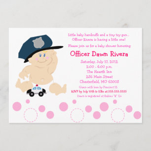 POLICE OFFICER Cop GIRL Baby Shower Invitation 5x7