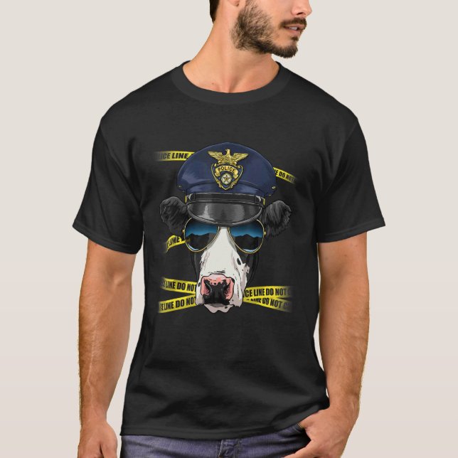 Police Officer Cow Heifer PD Cop Crime Scene Farm  T-Shirt (Front)