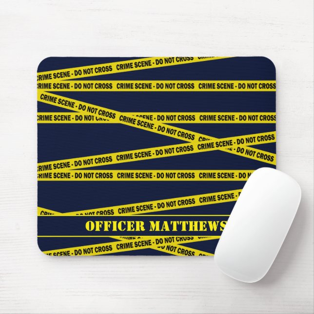 Police Officer Crime Scene Do Not Cross Tape Mouse Pad (With Mouse)
