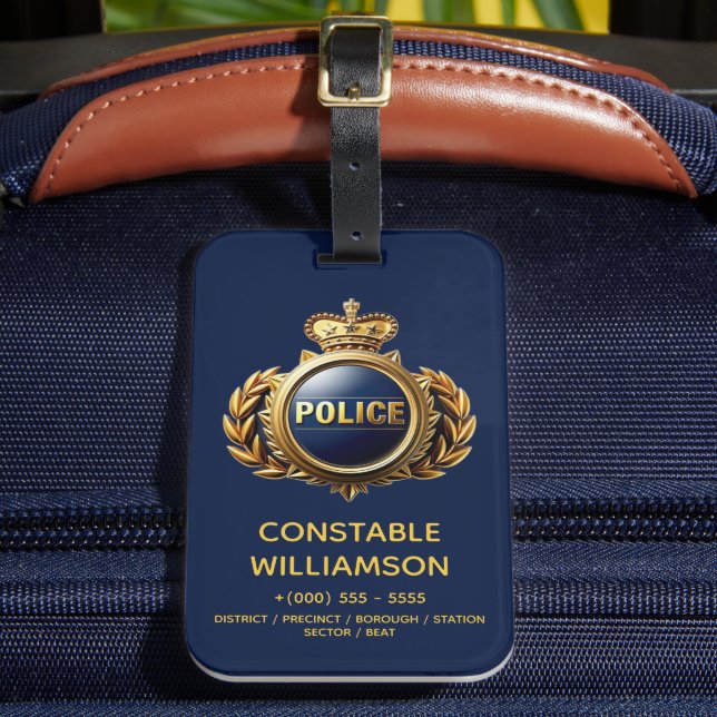 Police Officer custom emergency services DIY Luggage Tag (Front Insitu 2)