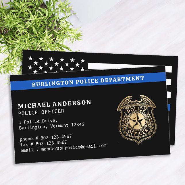 Police Officer Custom Law Enforcement Dept Logo Business Card (Creator Uploaded)