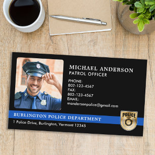 Police Officer Custom Law Enforcement Logo Photo Business Card