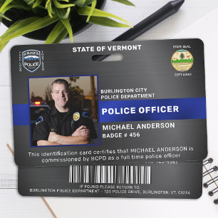 Police Officer Custom Law Enforcement Photo ID ID Badge