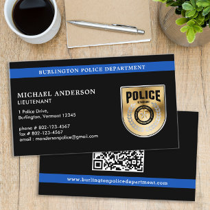 Police Officer Custom Logo QR Code Law Enforcement Business Card
