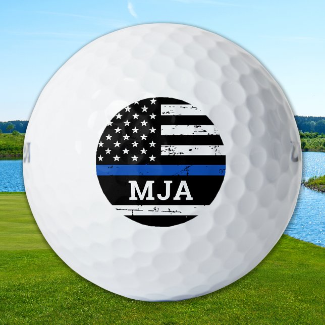 Police Officer Custom Monogram Thin Blue Line Golf Balls (Creator Uploaded)