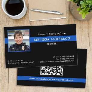 Police Officer Custom Photo Law Enforcement QR cod Business Card