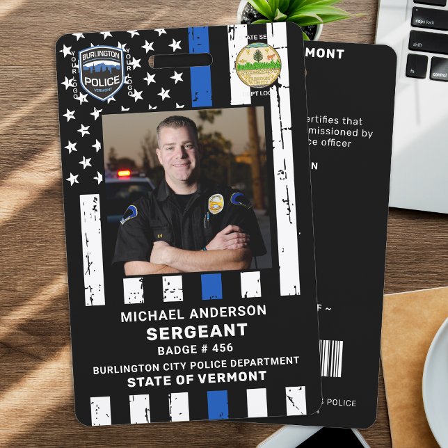 Police Officer Custom Photo Logo Bar Code ID Badge (Creator Uploaded)