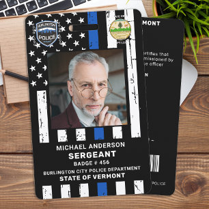Police Officer Custom Photo Logo Department ID ID Badge