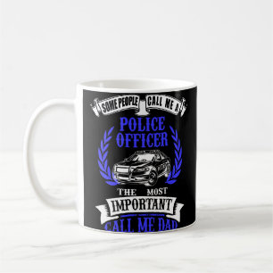 Police Officer Dad Car White & Blue Coffee Mug