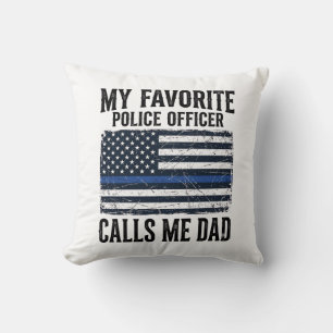 Police Officer Dad Thin Blue Line Vintage Vector D Cushion