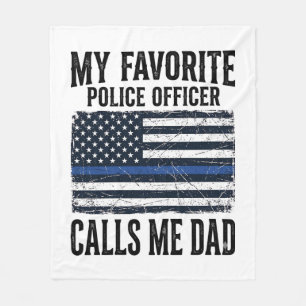 Police Officer Dad Thin Blue Line Vintage Vector D Fleece Blanket