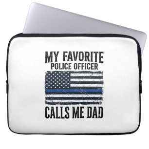 Police Officer Dad Thin Blue Line Vintage Vector D Laptop Sleeve