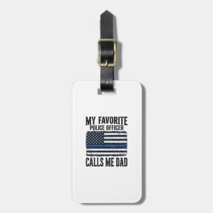 Police Officer Dad Thin Blue Line Vintage Vector D Luggage Tag