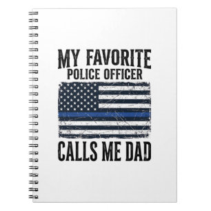 Police Officer Dad Thin Blue Line Vintage Vector D Notebook