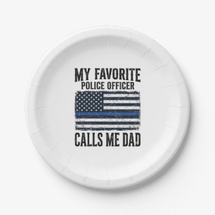 Police Officer Dad Thin Blue Line Vintage Vector D Paper Plate
