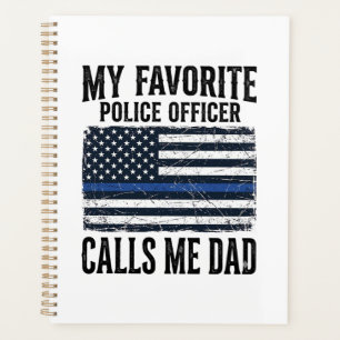 Police Officer Dad Thin Blue Line Vintage Vector D Planner