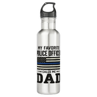 Police Officer Dad Vintage Flag Shirt Design_1 710 Ml Water Bottle