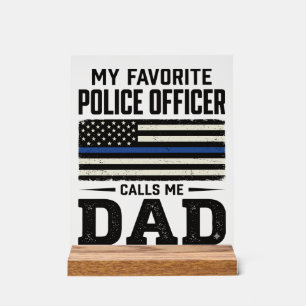 Police Officer Dad Vintage Flag Shirt Design_1 Acrylic Sign
