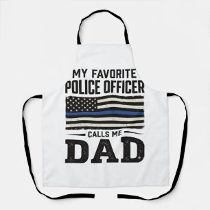Police Officer Dad Vintage Flag Shirt Design_1 Apron