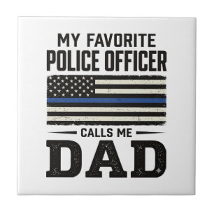 Police Officer Dad Vintage Flag Shirt Design_1 Ceramic Tile